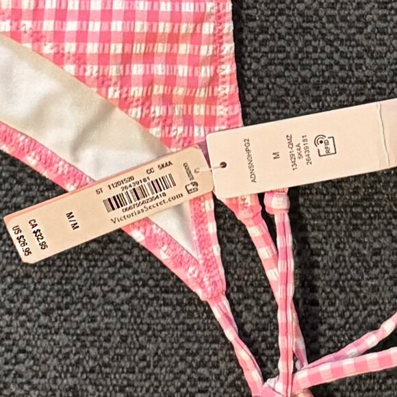 NWT Victoria's Secret Gingham Brazilian Bikini Bottom Hollywood Pink - Size M - Picture 4 of 4
